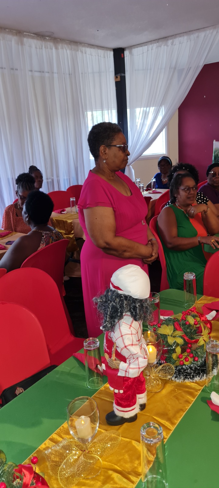 Woman participating in a Women's Ministry Christmas banquet